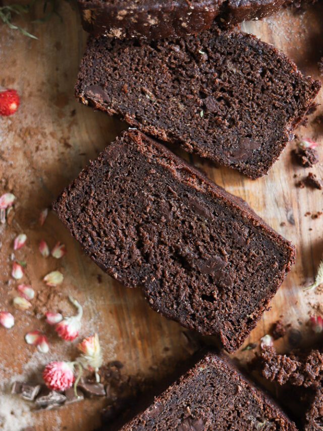 Double Dark Chocolate Banana Bread on a Cutting Board