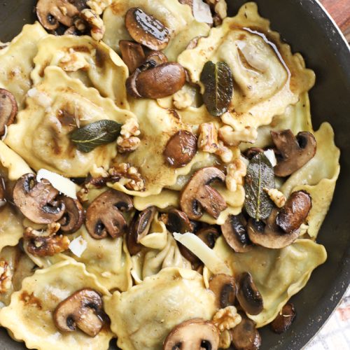 Wild mushroom ravioli